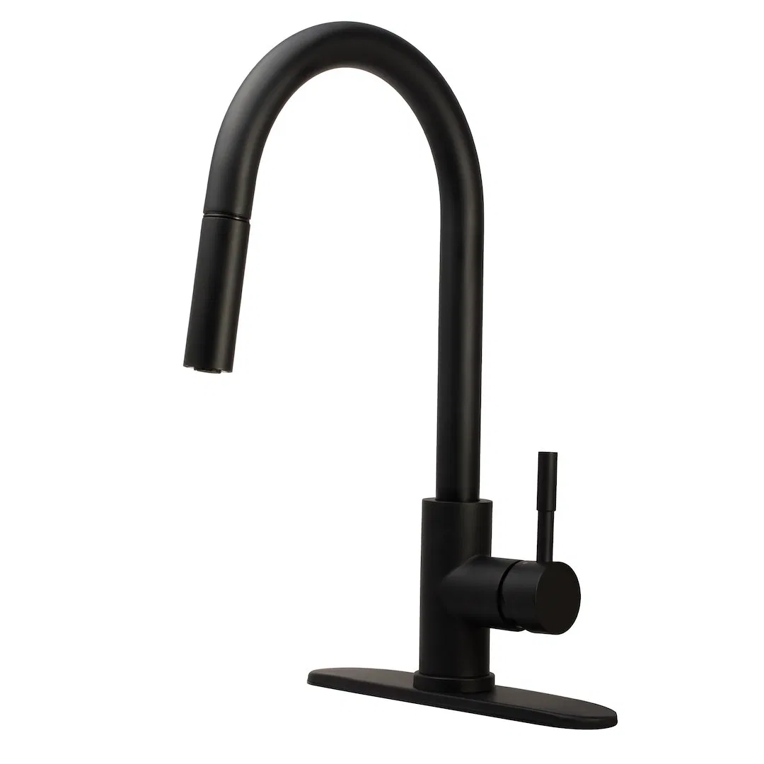 DF-MK530SLK-MB – DURA FAUCET Faucet, Used For Kitchen Single Piece Streamline Pull-Down Handle Matte Black Ceramic Di...